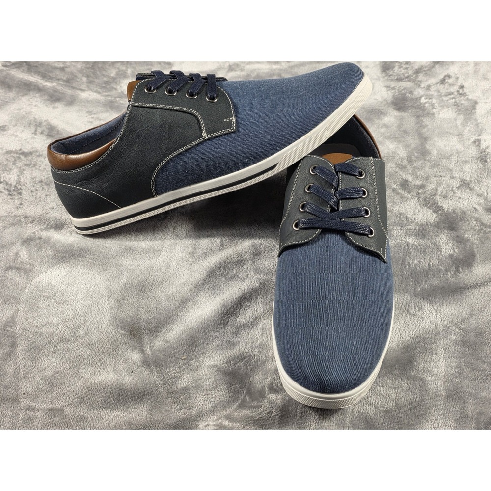 NEW Bruno Marc Rivera Navy‎ Casual Canvas/Faux Leather Oxford Sneaker Shoes 10.5